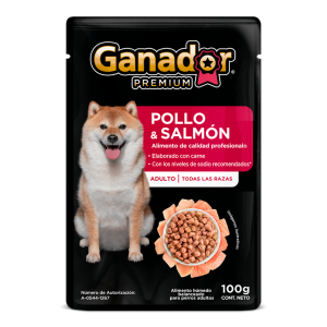 Sobre de Alimento Húmedo P/Perro Adulto con Pollo y Salmón, Ganador Premium 100g