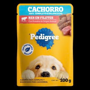 Sobre de Alimento Húmedo P/Perro Cachorro de Res en Filetes, Pedigree 100g